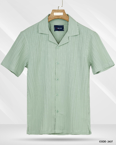 Bubble Stripe Cuban Collar Shirt